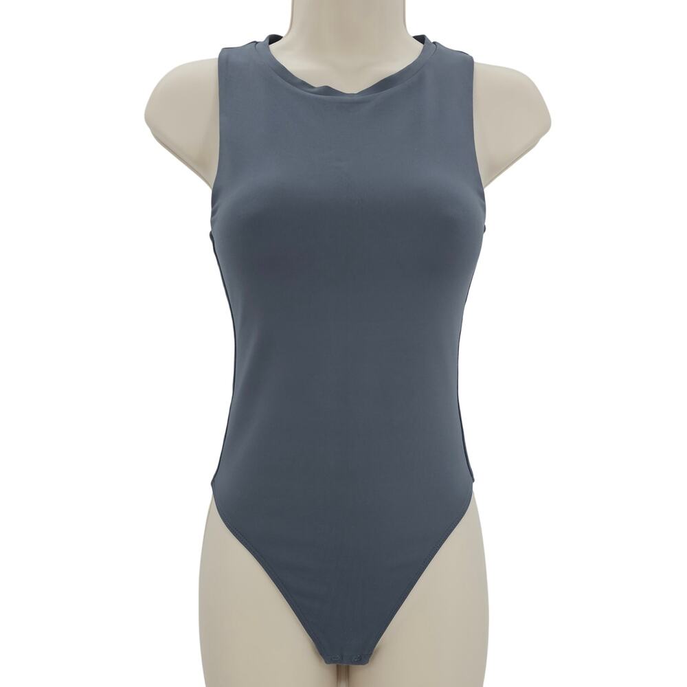 Aritzia Babaton Womans size S Contour Muscle Crewneck Bodysuit Vintage Navy/Gray